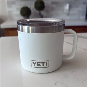 YETI White Insulated Mug with Stainless Steel Rim